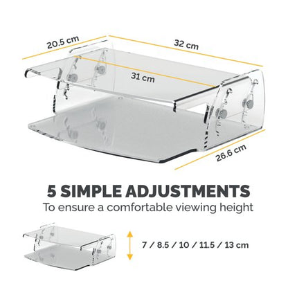 Fellowes Clarity Adjustable Monitor Stand Clear Acrylic 9731101