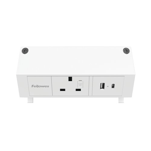 Fellowes Power Desk Type G UK/IE 1 Socket 1 USB-A + 1 USB-C Port White 100137171
