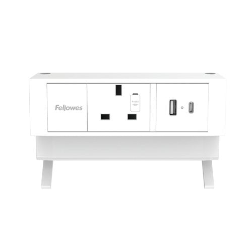 Fellowes Power Desk Type G UK/IE 1 Socket 1 USB-A + 1 USB-C Port White 100137171