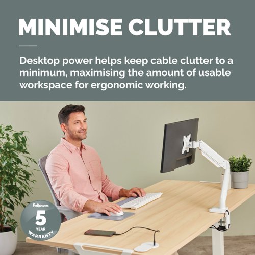 Fellowes Power Spot With 1 X Power Socket 230V + 1 Usb C 30W White
