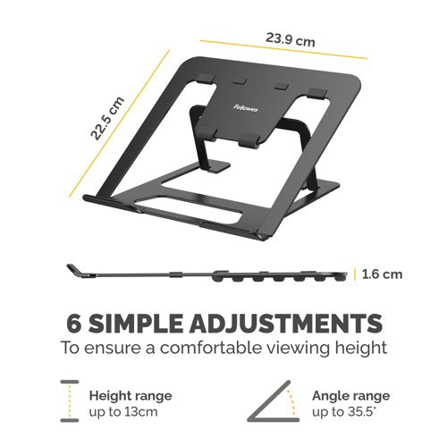 Fellowes Alumia Portable Laptop Stand Black 100138868
