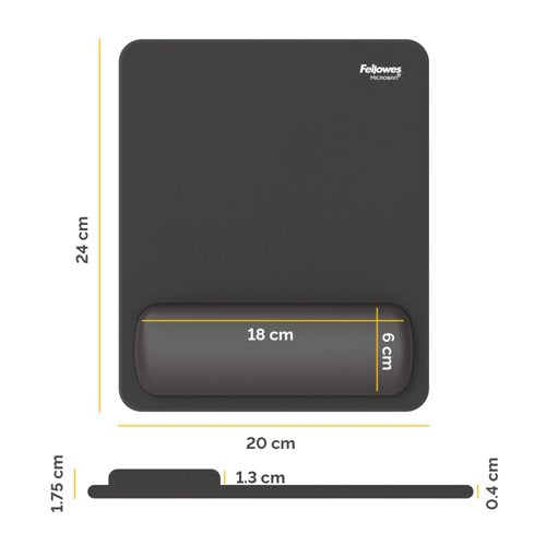 Fellowes Breyta Standard Mouse Pad Wrist Rest Black 100142555