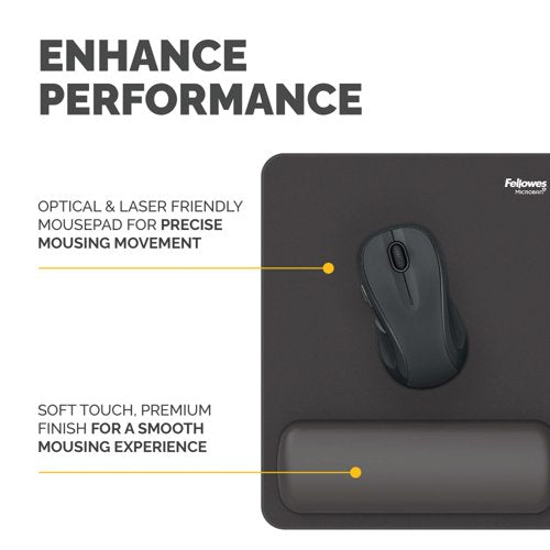 Fellowes Breyta Standard Mouse Pad Wrist Rest Black 100142555