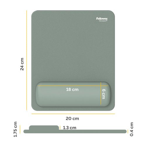 Fellowes Breyta Standard Mouse Pad Wrist Rest Sage 100142558