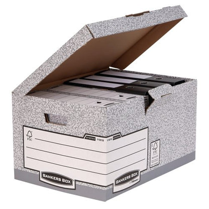 Bankers Box System Flip Top Storage Box Grey (Pack of 10) 01815