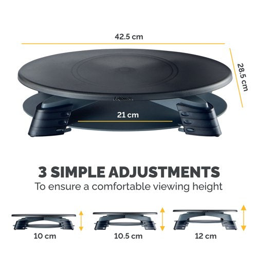 Fellowes Rotating Monitor Stand Platform 14kg Capacity Graphite 9145003