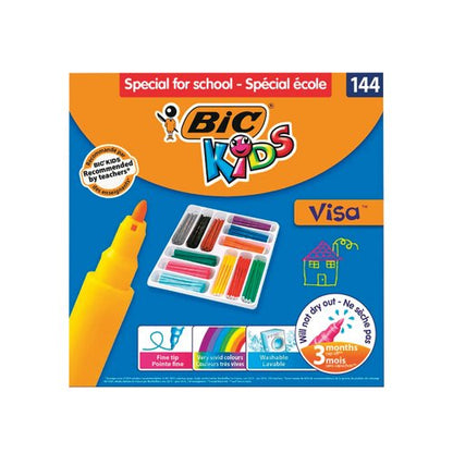 Bic Kids Visa Felt Tip Pens Fine Tip Assorted (Pack of 144) 887838