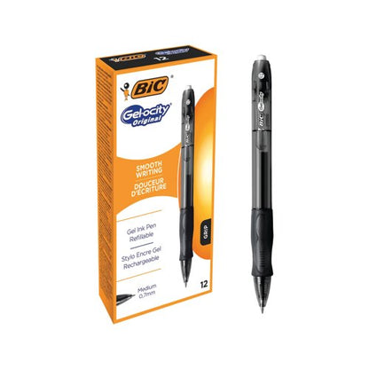Bic Gel-ocity Original Gel Pen Medium Black (Pack of 12) 829157