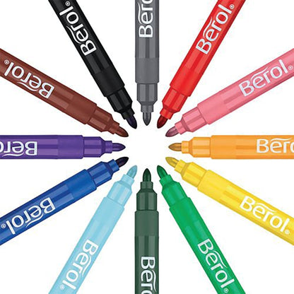 Berol Colour Broad Pen Water Based Ink Assorted (Pack of 42) S0375970