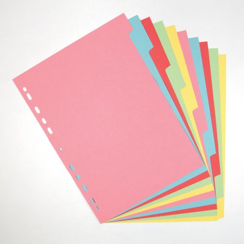 Elba-10 Part Card Divider Recycled Manilla A4 Assorted 400007246