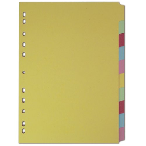 Elba-10 Part Card Divider Recycled Manilla A4 Assorted 400007246