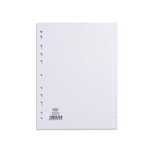 Elba 20-Part Divider 160Gsm Multipunched A4 White 400007500