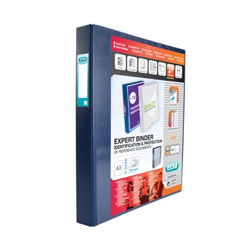 Elba Vision 30Mm 4D-Ring Binder Upright A3 Blue 400009731