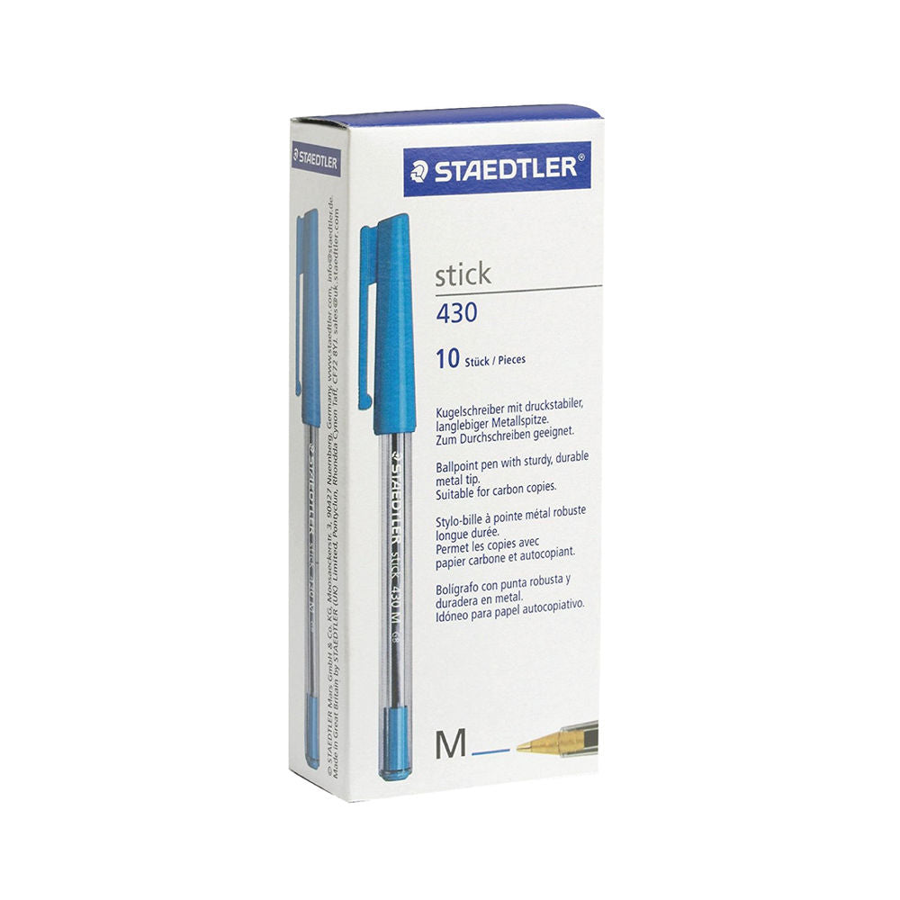 Staedler Blue Medium Pen 1.00mm Tip 0.35mm Line Blue Pack 10's - UK BUSINESS SUPPLIES