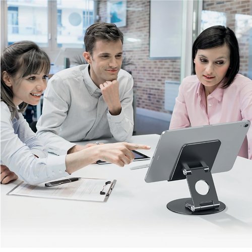 Contour Ergonomics Rotating Hinged Tilting And Rotating Tablet/Phone Stand 4-13 Inches Blk CE10140
