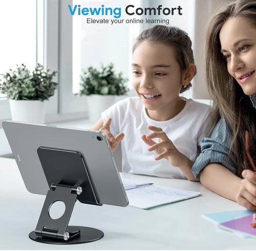 Contour Ergonomics Rotating Hinged Tilting And Rotating Tablet/Phone Stand 4-13 Inches Blk CE10140