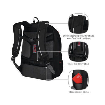 Wenger Carbon Pro Business Backpack with 15.6 Inch Laptop Sleeve and Tablet Pocket Black 653129
