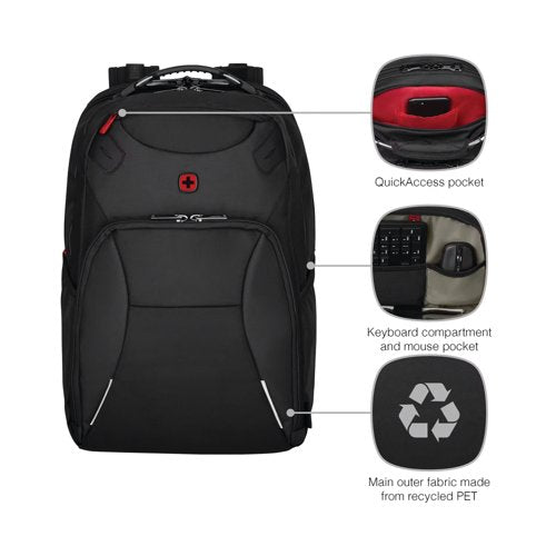 Wenger Cosmic 17 Inch Laptop Backpack with Tablet Pocket Black 653187
