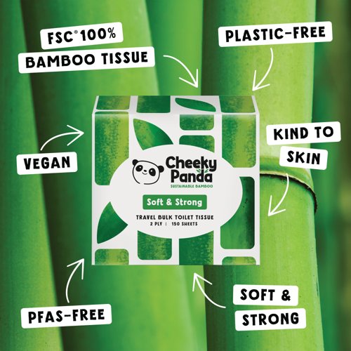 Cheeky Panda 2-Ply Toilet Tissue Travel Bulk Pack 150 Sheets (Pack of 36) TOILTBULKX36