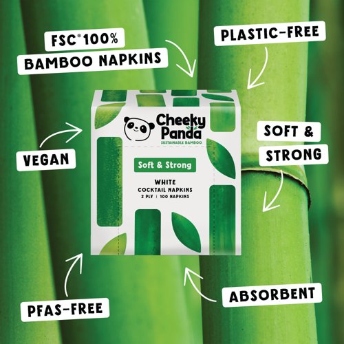 Cheeky Panda Cocktail Napkin x100 Napkins Plastic Free (Pack of 30) PFCNAPKX30
