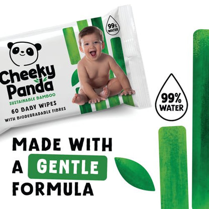 Cheeky Panda Sustainable Bamboo Baby Wipes x60 Wipes Unscented (Pack of 12) BABYW-GBR