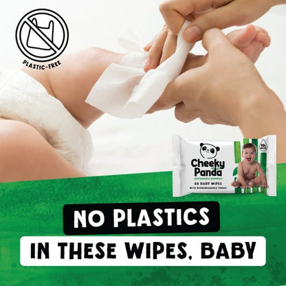 Cheeky Panda Sustainable Bamboo Baby Wipes x60 Wipes Unscented (Pack of 12) BABYW-GBR