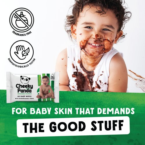 Cheeky Panda Sustainable Bamboo Baby Wipes x60 Wipes Unscented (Pack of 12) BABYW-GBR