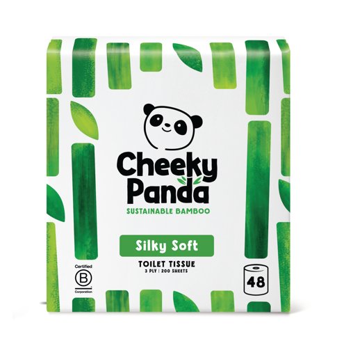Cheeky Panda 3-Ply Toilet Tissue 200 Sheets Plastic Free (Pack of 48) PFTOILT48