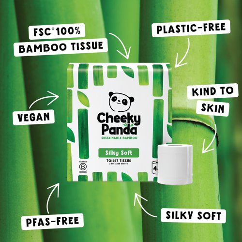 Cheeky Panda 3-Ply Toilet Tissue 200 Sheets Plastic Free (Pack of 48) PFTOILT48