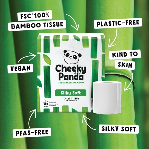Cheeky Panda 3-Ply Toilet Tissue 9 Rolls per Pack (Pack of 5) PFTOILT9X5