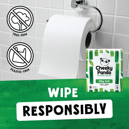 Cheeky Panda 3-Ply Toilet Tissue 9 Rolls per Pack (Pack of 5) PFTOILT9X5