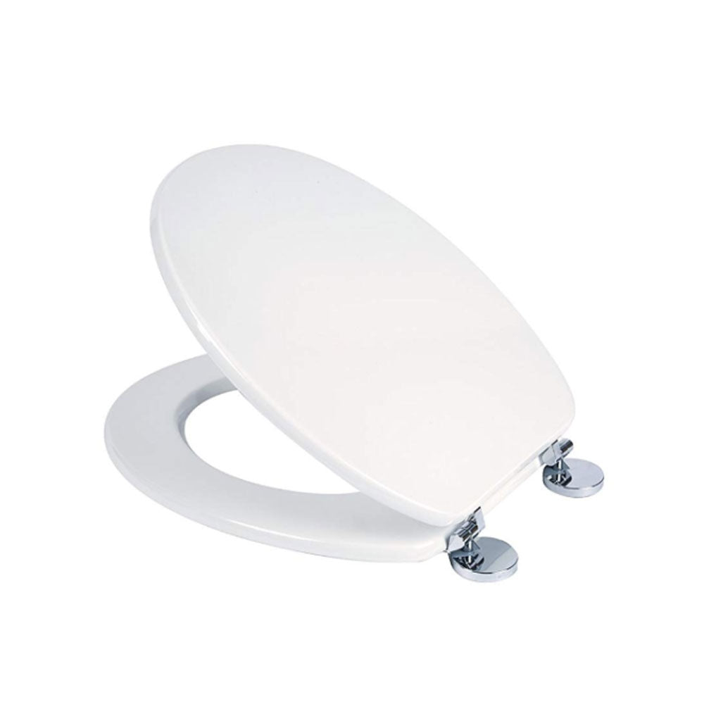 Croydex Flexi-Fix Toilet Seat, Wood White & Chrome WL600822H