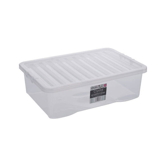 Wham Crystal Clear Plastic Storage Box 32 Litre Ideal Under Bed Storage