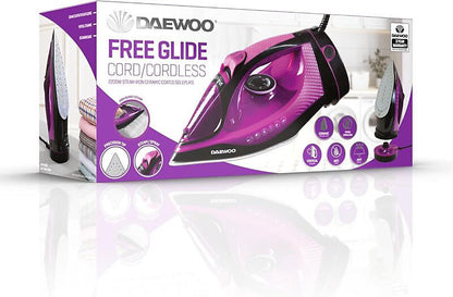 Daewoo Free Glide Steam Cordless Iron | 2600W | Self Clean | Purple