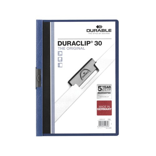 Durable Clip Folder DURACLIP 30 A4 Dark Blue (Pack of 25) 2200/07