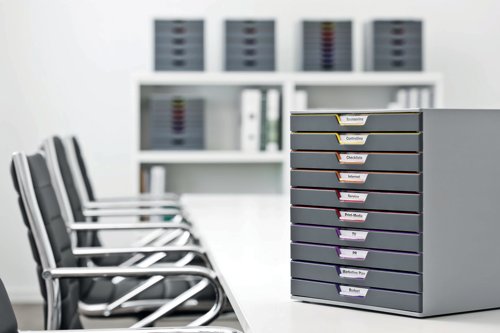 Durable VARICOLOR Desktop Organiser 10 Drawer Colour Coded Modular Storage A4+ 761027