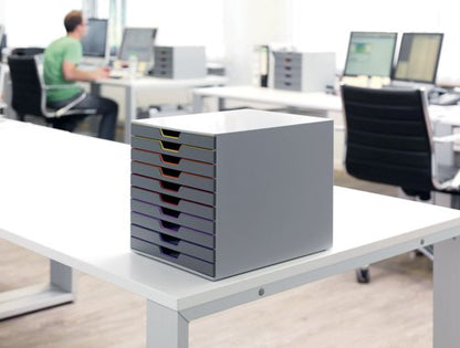 Durable VARICOLOR Desktop Organiser 10 Drawer Colour Coded Modular Storage A4+ 761027