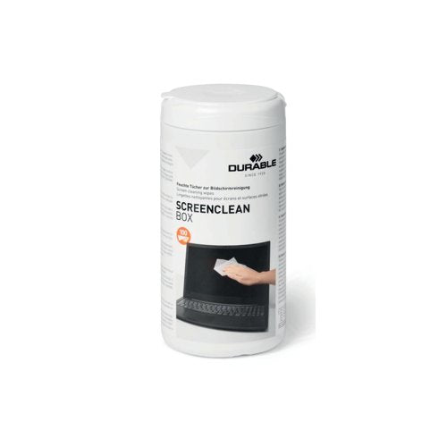 Durable Screenclean Box Wet Wipes Bio-degradable White (Pack of 100) 573602