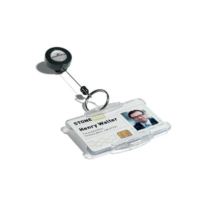 Durable Secure Retractable Keyring Badge Reel for IDs and Keys Black (Pack of 10) 8222/58