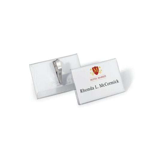 Durable Name Badge with Crocodile Clip 54x90mm Clear (Pack of 25) 8111