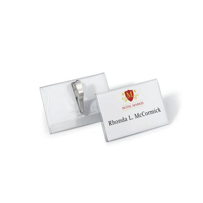 Durable Name Badge with Crocodile Clip 54x90mm Clear (Pack of 25) 8111