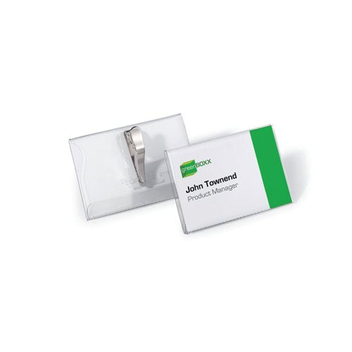 Durable Name Badge with Crocodile Clip 54x90mm Clear (Pack of 25) 8111