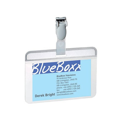 Durable Self Laminating Name Badge with Clip 54x90mm Clear (Pack of 25) 8149/19
