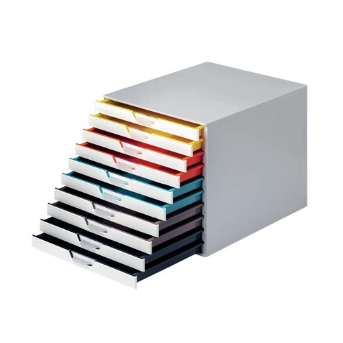 Durable VARICOLOR Desktop Organiser 10 Drawer Colour Coded Modular Storage A4+ 763027