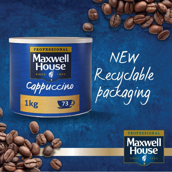 Maxwell House Cappuccino Instant Coffee 1kg Tin (Full Pack 4's)