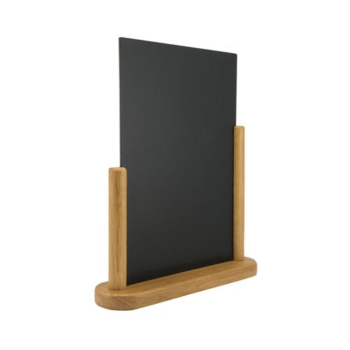 Deflecto Double Sided Small Countertop Chalkboard Information Display Teak TCB-SM-TE