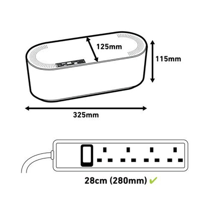 D-Line Cable Tidy Unit 340x120x115 Small Black EU/CTUSmlB/SW