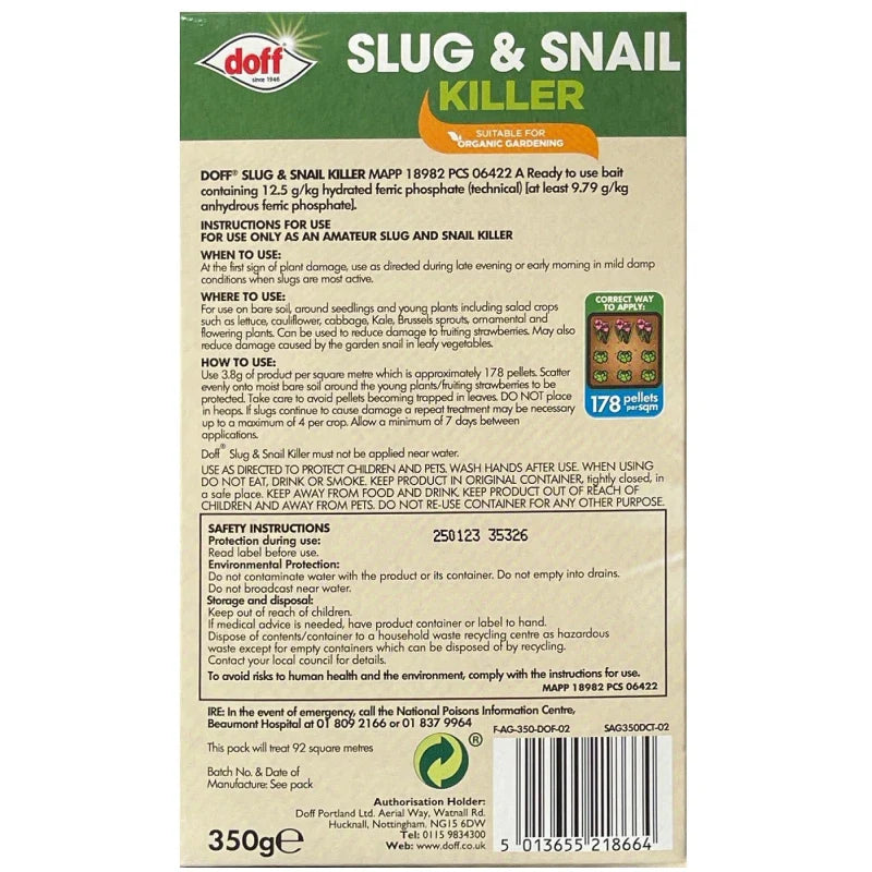 Doff Slug and Snail Killer Pellet Bait 350g Handy Box