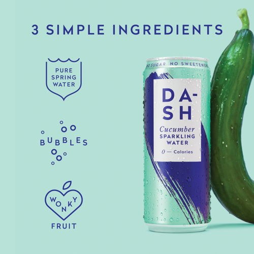 Dash Water Sparkling Water Cucumber/Mint 330ml Can (Pack of 12) DBL002