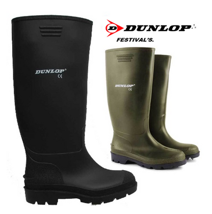 Dunlop FESTIVALS Standard Wellies in Black 100% Waterproof {Pricemastor Range} {All Sizes} - UK BUSINESS SUPPLIES